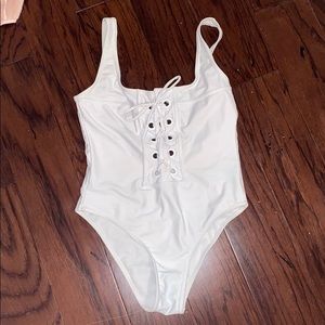 White bikini one piece